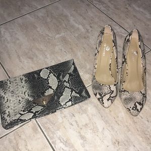 Snakeskin Clutch & Pointed Toe Heels